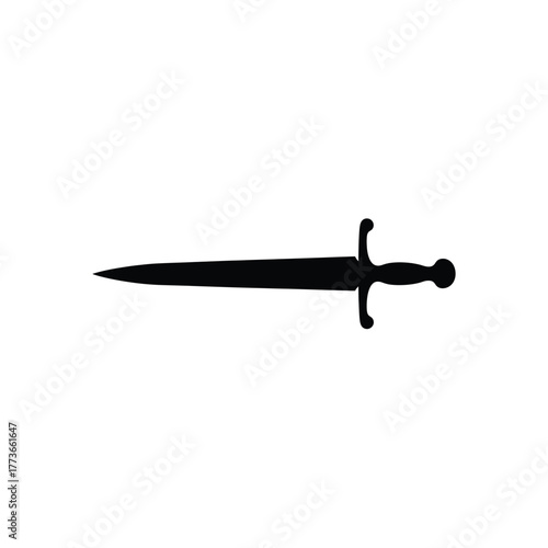 Silhouette of a medieval sword on a white background