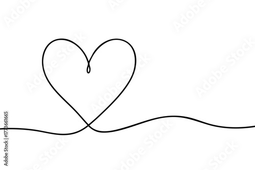 Heart love continuous one line background - minimalist romantic design. Vector stock