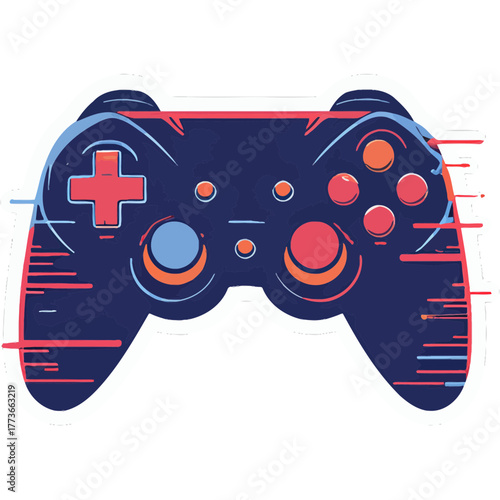 Pixelated Glitching Retro Video Game Controller with Electric Bursts | Vintage Gaming Controller with Digital Glitch Effects | Retro Pixel Art Gamepad Surrounded by Electric Energy 