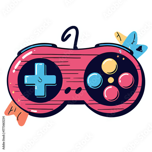 Pixelated Glitching Retro Video Game Controller with Electric Bursts | Vintage Gaming Controller with Digital Glitch Effects | Retro Pixel Art Gamepad Surrounded by Electric Energy 