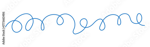 Doodle squiggle blue line, chaotic vector illustration, decorative abstract element