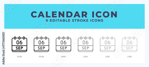 Calendar september line icon for websites and apps. Vector illustration with editable stroke.