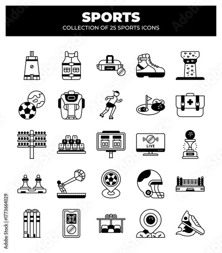 Collection of 25 Sport Icons. A Visual Guide to Various Games and Activities