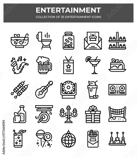 Entertainment Icons Collection. Party. Music. Drinks & More