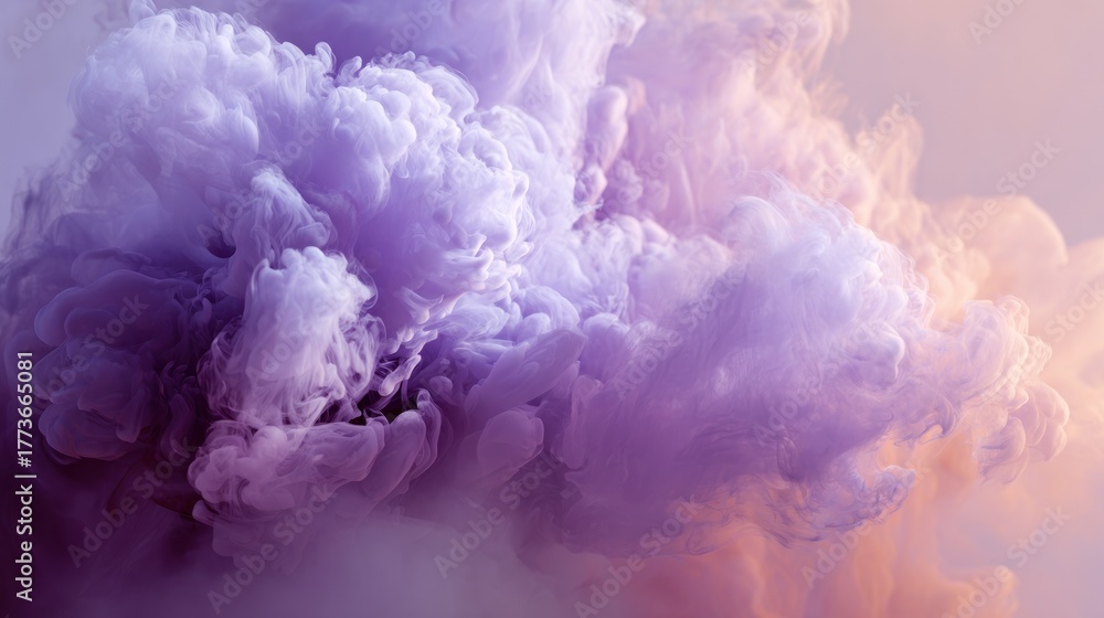 Fototapeta premium Abstract purple cloud formation with light gradients and copy space background