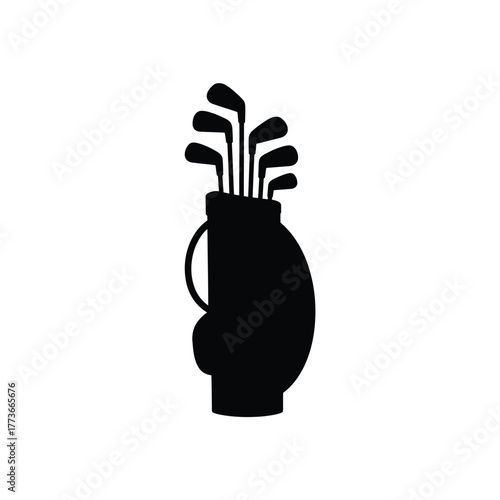 Black silhouette of a golf bag filled with clubs