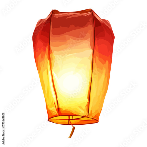 A sky lantern, Asia, festival, Lantern Festival, transparent background, vector.
