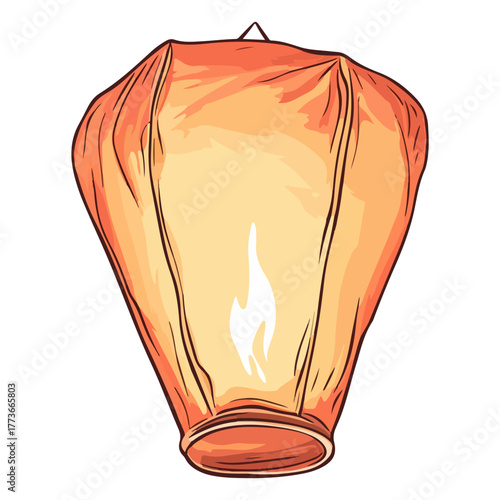 A sky lantern, Asia, festival, Lantern Festival, transparent background, vector.