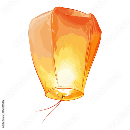 A sky lantern, Asia, festival, Lantern Festival, transparent background, vector.