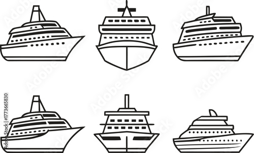 Boat and Ship Illustration Collection. Marine Vessel Icon Set. Sailing and Cruise Elements. Ocean Transport Illustration Pack. Nautical Boat and Ship Bundle. Sea Travel Vehicle Design Set