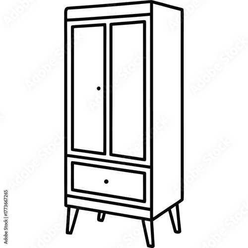 A simple modern flat vector illustration of a tall storage cabinet, useful for kitchen, office, or general home storage concepts and designs.