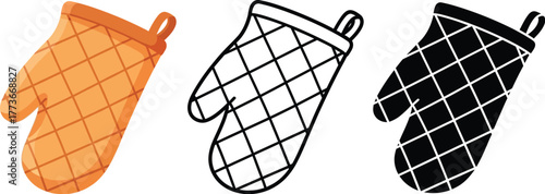 Oven mitts kitchen safety cooking mitts heat resistant vector art