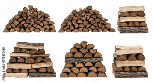 Stacked wood logs brown isolated on a transparent background