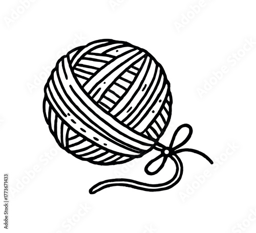 hand drawn cute doodle style cotton twine vector line illustration line isolated on white background