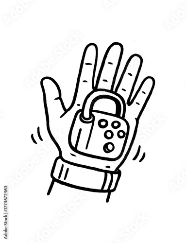 hand drawn cute doodle style gesture wrist controller vector line illustration line isolated on white background