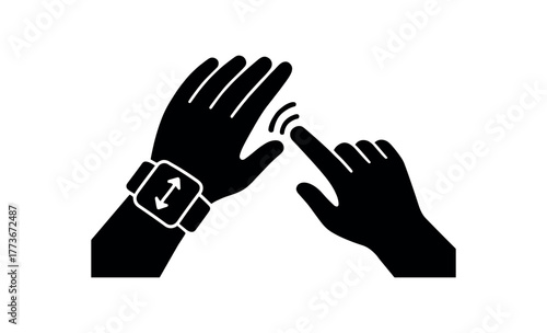 gesture wrist controller flat black solid vector illustration isolated on white background