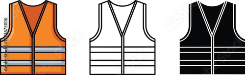 Safety vest vector icons high visibility clothing workwear set