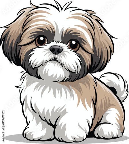 Cute cartoon a illustrator vector Shih Tzu