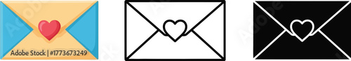 Love letter envelope vector icon message heart valentine graphic