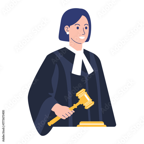Female judge in robe holding a gavel