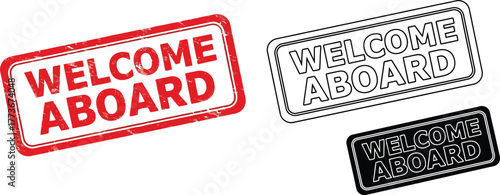 Welcome aboard stamp vector graphic design template isolated