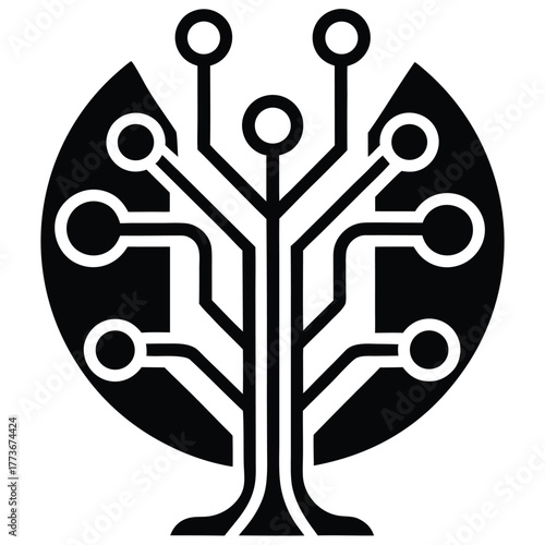 symbolic business growth icon showing a tree with