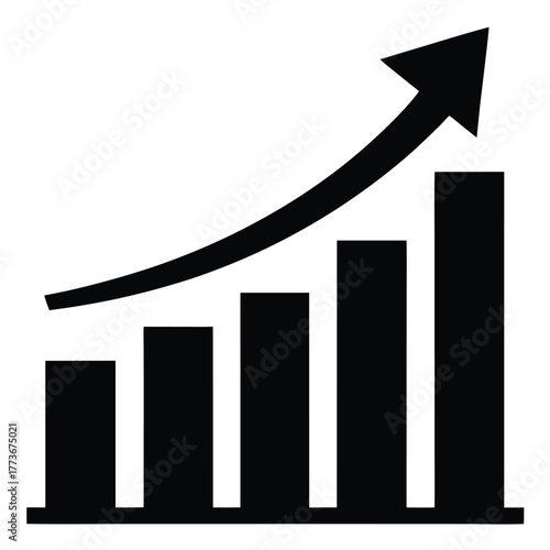 vector icon of a graph with rising bars  showing