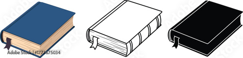 Three book illustrations with different styles on a white background