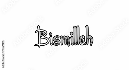 Elegant Bismillah lettering in a stylized outline font, an Islamic calligraphy vector design isolated on a white background