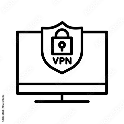 VPN protected computer icon.