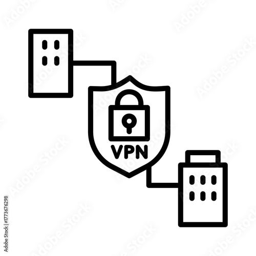 VPN gateway icon. Two companies are protected by a VPN.