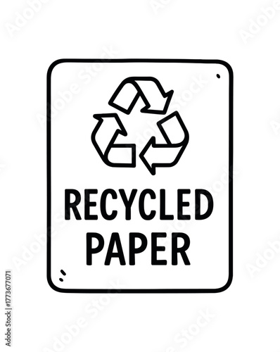 recycled paper label doodle line vector illustration isolated