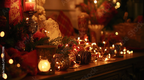 Christmas decorations on the table