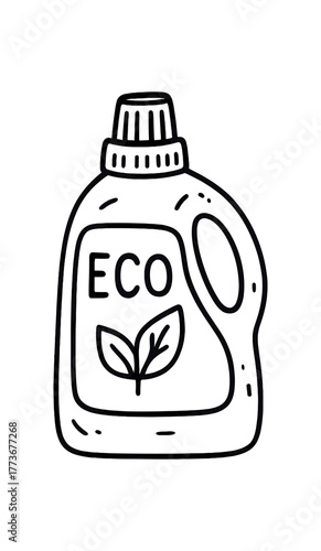 eco detergent bottle doodle line vector illustration isolated
