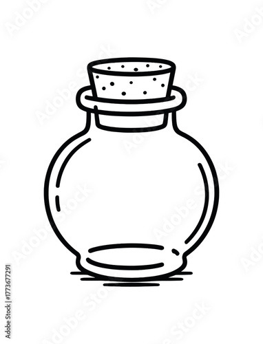 glass jar with cork doodle line vector illustration isolated
