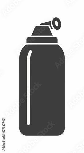 Monochrome silhouette of an aerosol spray can with a nozzle. Simple vector icon of a pressurized container for paint or deodorant, isolated on a white background (73).eps