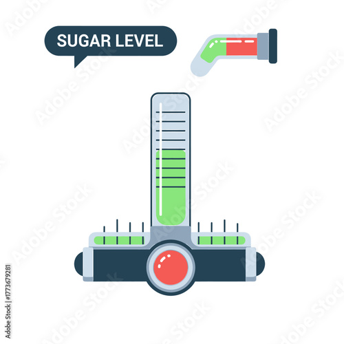 Sugar level monitoring system with a scientific apparatus and a test tube indicating high blood sugar