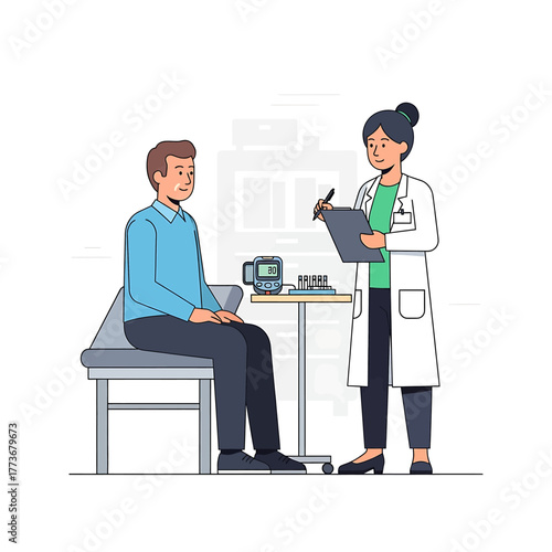 Doctor Checking Patient's Blood Pressure Medical Checkup and Healthcare Illustration