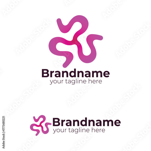 Abstract Swirling Curvy Ribbon Path Logo Design – Modern Minimalist Pink Purple Gradient Dynamic Flow Shape for Technology Science Health Corporate Branding Identity