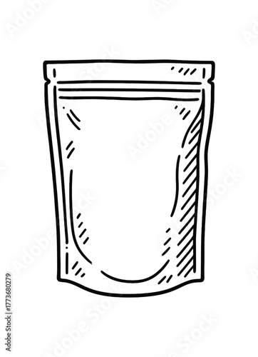 kraft paper pouch doodle line vector illustration isolated
