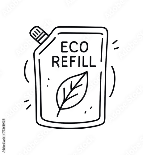 eco refill pouch doodle line vector illustration isolated