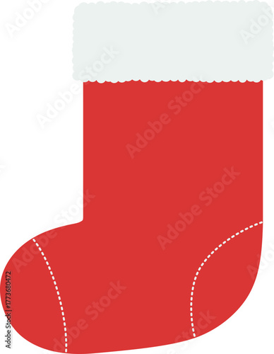 Red Christmas Stocking with stitch and Fur Trim