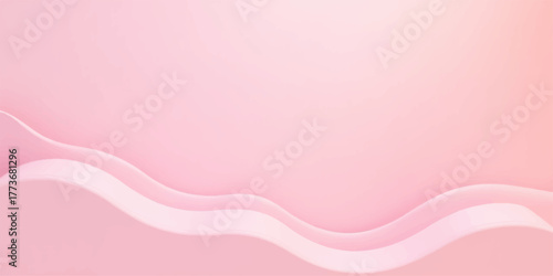 Soft pink abstract background illustration with love heart pattern and silk wave texture