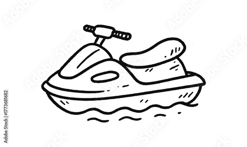 handdrawn cute doodle style aqua scooter vector line illustration