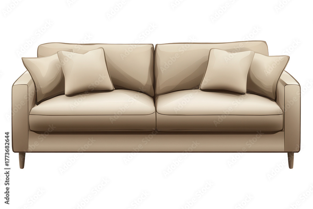 Fototapeta premium Comfortable modern sofa with soft cushions ready to enhance the living room space in a stylish home interior