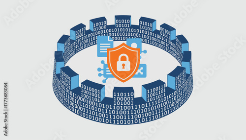 A fortification of binary code walls encapsulating sensitive information emphasizing the importance of encryption.