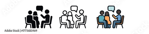 couple seeking therapy together icon on white background Black silhouette flat icon outline icon and colored icon style three minimal vector icon style