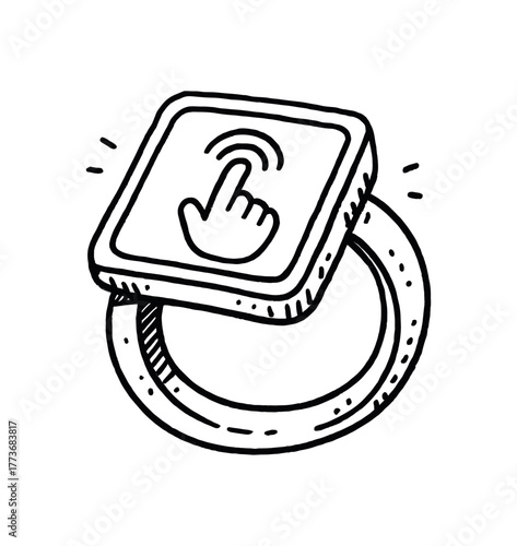 handdrawn cute doodle style touchpad ring vector line illustration