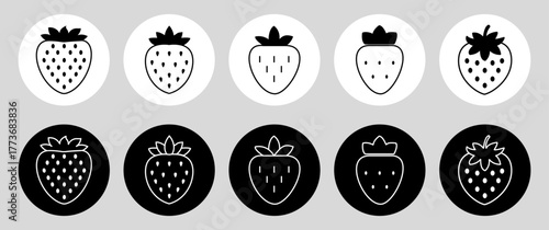 Strawberry icon set. Strawberry fruit vector symbol.
