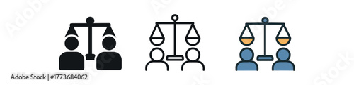 partners balancing independence icon on white background Black silhouette flat icon outline icon and colored icon style three minimal vector icon style